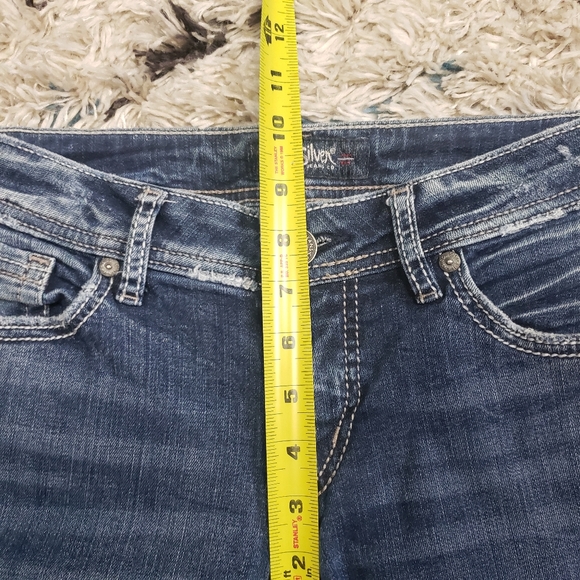 Silver Jeans Suki Slim Boot Bootcut Flare Mid Rise Western Stretchy Dark Short - Picture 10 of 13